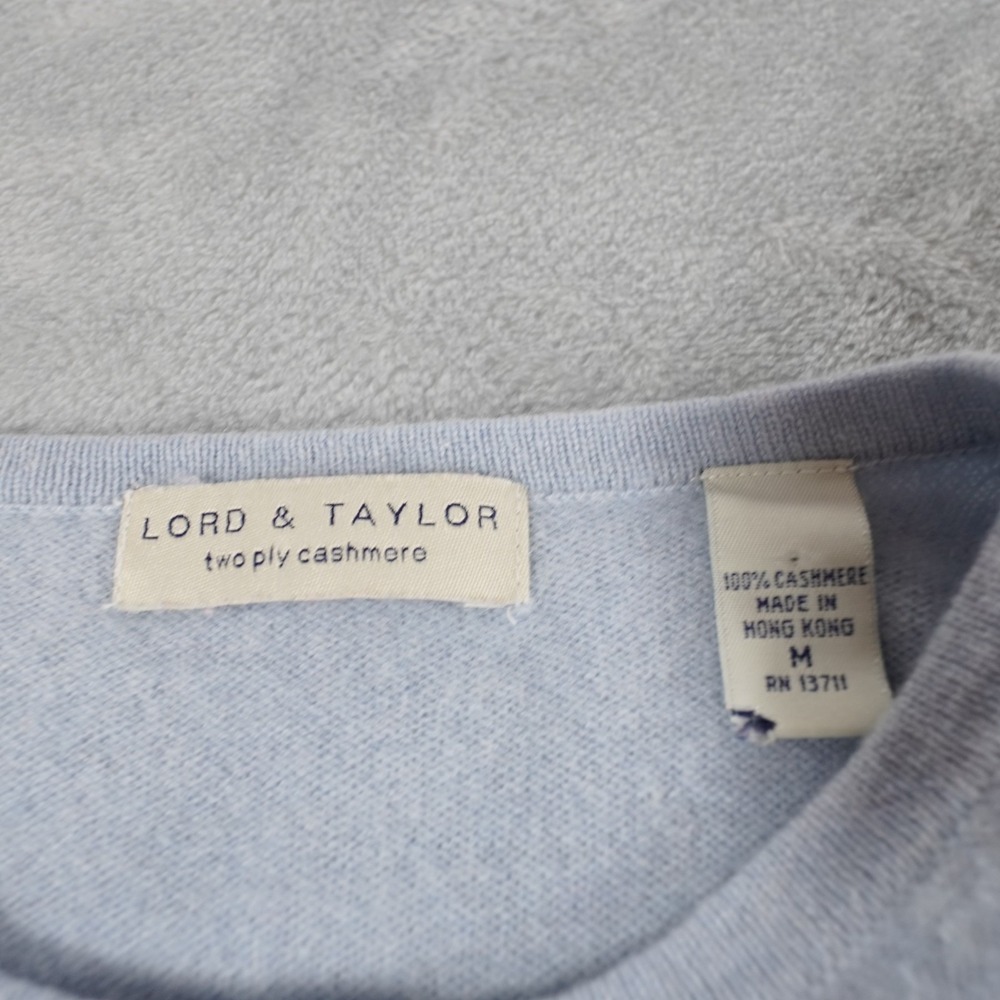 Lord & Taylor 2 Ply Cashmere Cardigan Sweater Womens M Blue Luxury Vintage 90s - Picture 4 of 12